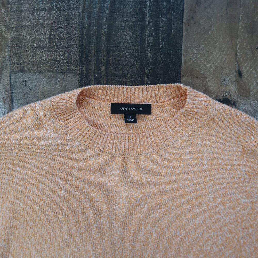 Ann Taylor Womans Small Cantaloupe Fizz Orange Marled Knit 3/4 Sleeve Sweater - Picture 4 of 5